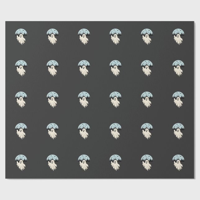 Halloween-Geist-Mond-Wald-Design_1 Geschenkpapier (Flach)