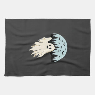 Halloween-Geist-Mond-Wald-Design_1 Geschirrtuch