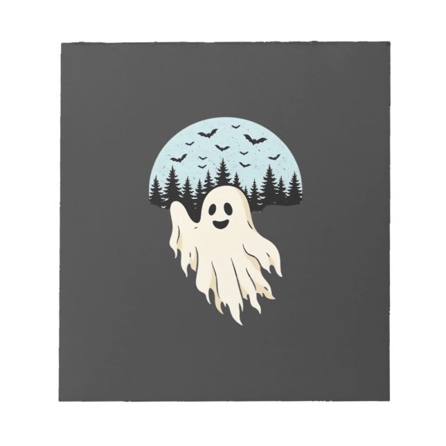 Halloween-Geist-Mond-Wald-Design_1 Notizblock (Vorderseite)