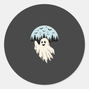 Halloween-Geist-Mond-Wald-Design_1 Runder Aufkleber