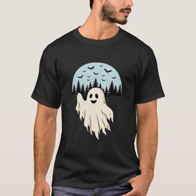 Halloween-Geist-Mond-Wald-Design_1 T-Shirt (Vorderseite)