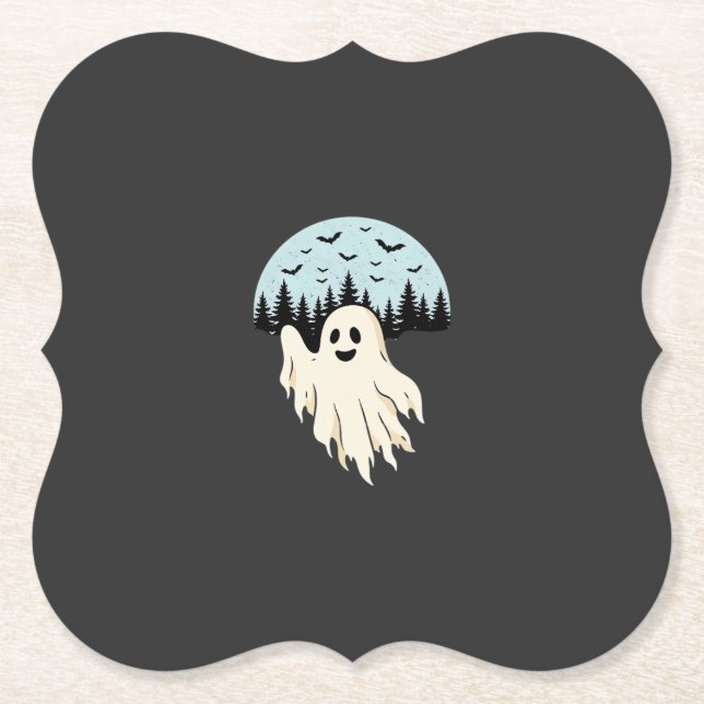 Halloween-Geist-Mond-Wald-Design_1 Untersetzer (Vorderseite)