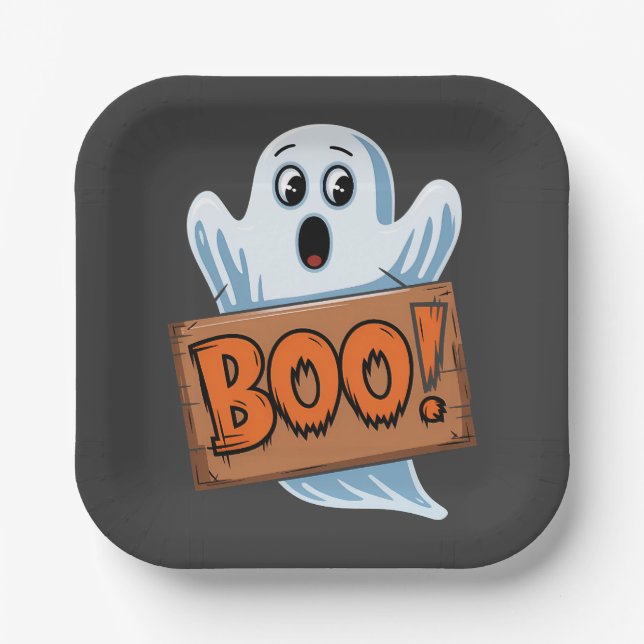 Halloween-Geist Pappteller (Vorderseite)
