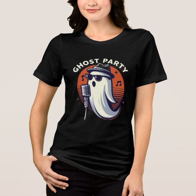 Halloween-Geist-Party Tri-Blend Shirt (Vorderseite)