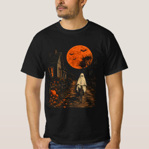Halloween-Geist-Radfahren Gothic Vintage-Kürbis-He T-Shirt