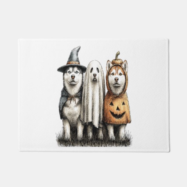 Halloween Geist Siberian Husky Hund Fußmatte (Vorderseite)