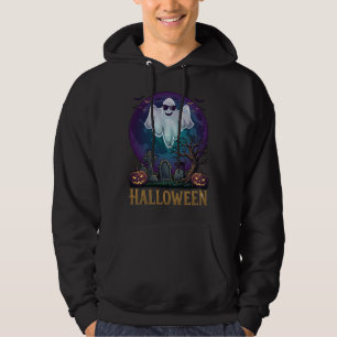 Halloween-Geist-Sonnenbrille Lila Mond Friedhof_1 Hoodie