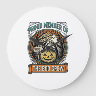Halloween-Geist Stolz Mitglied Boo Crew Vintage Lu Große Wanduhr