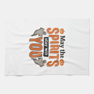 Halloween-Geist-Typografie Vintage-Stich-Design Geschirrtuch