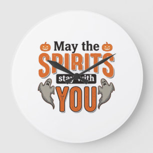 Halloween-Geist-Typografie Vintage-Stich-Design Große Wanduhr