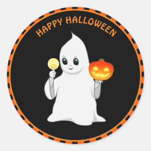 Halloween-Geist und Kürbis Runder Aufkleber