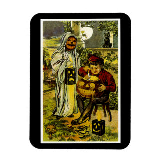 Halloween-Geist und Kürbislaterne Magnet
