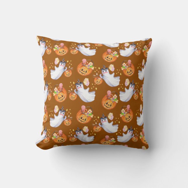 Halloween-Geist und Süßigkeiten nahtlose Muster Ta Kissen (Vorderseite)