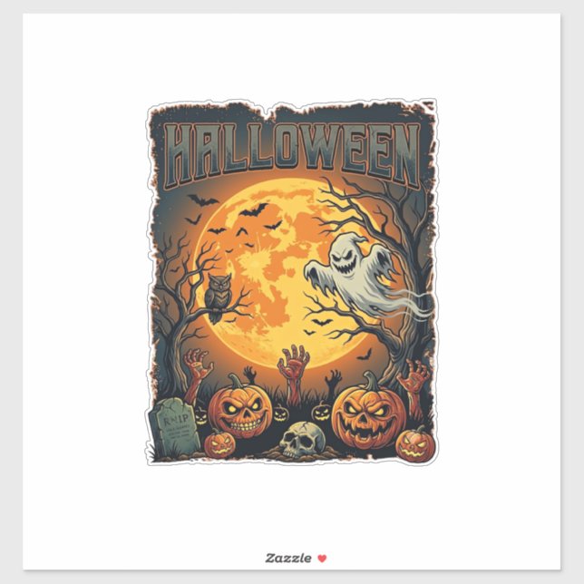 Halloween Geist Vollmond Jack Lanterns Zombie Han Aufkleber (Blatt)