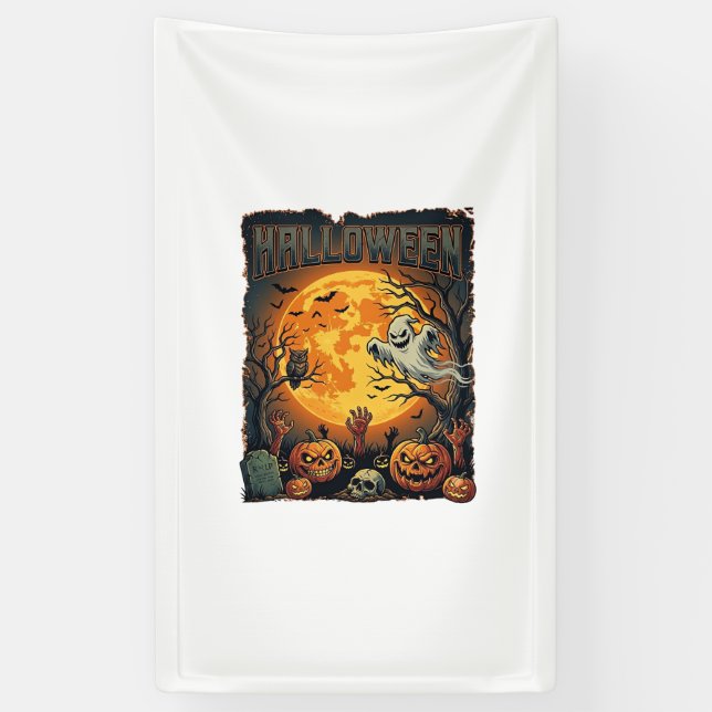 Halloween Geist Vollmond Jack Lanterns Zombie Han Banner (Vertikal)