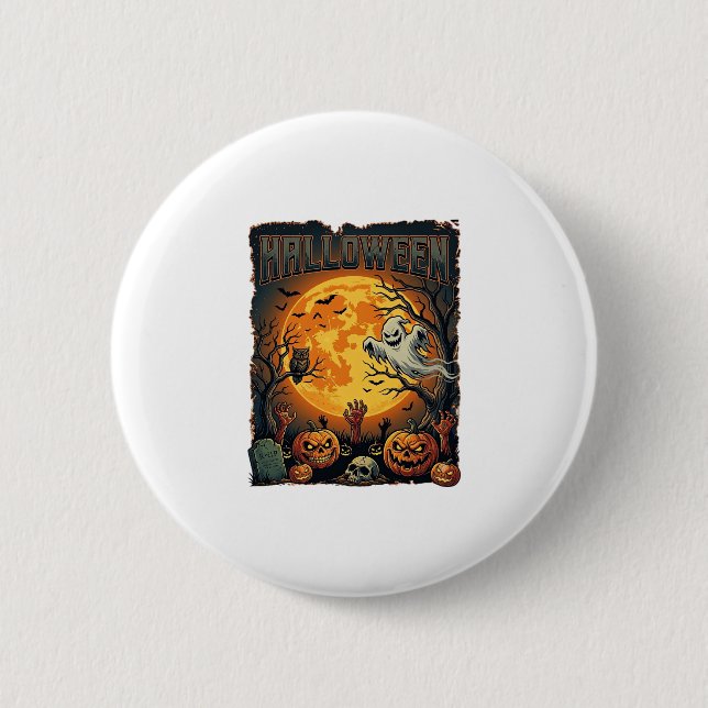 Halloween Geist Vollmond Jack Lanterns Zombie Han Button (Vorderseite)