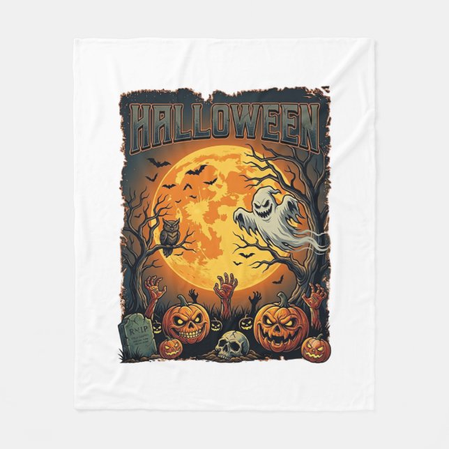 Halloween Geist Vollmond Jack Lanterns Zombie Han Fleecedecke (Vorderseite)