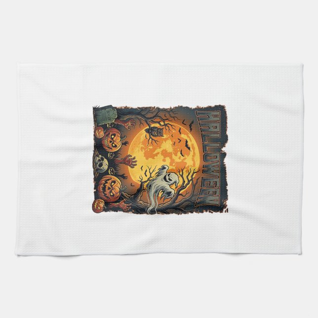 Halloween Geist Vollmond Jack Lanterns Zombie Han Geschirrtuch (Horizontal)