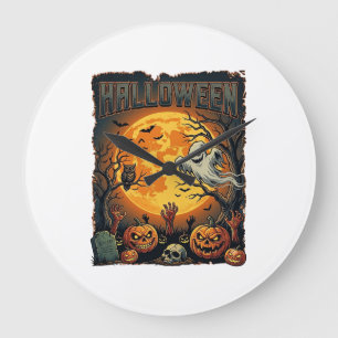 Halloween Geist Vollmond Jack Lanterns Zombie Han Große Wanduhr