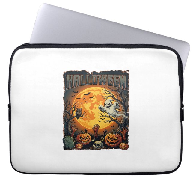 Halloween Geist Vollmond Jack Lanterns Zombie Han Laptopschutzhülle (Vorderseite)