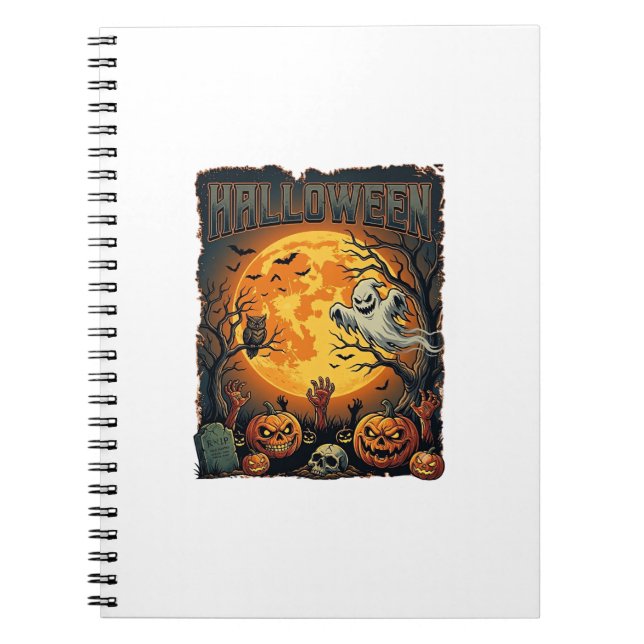 Halloween Geist Vollmond Jack Lanterns Zombie Han Notizblock (Vorderseite)