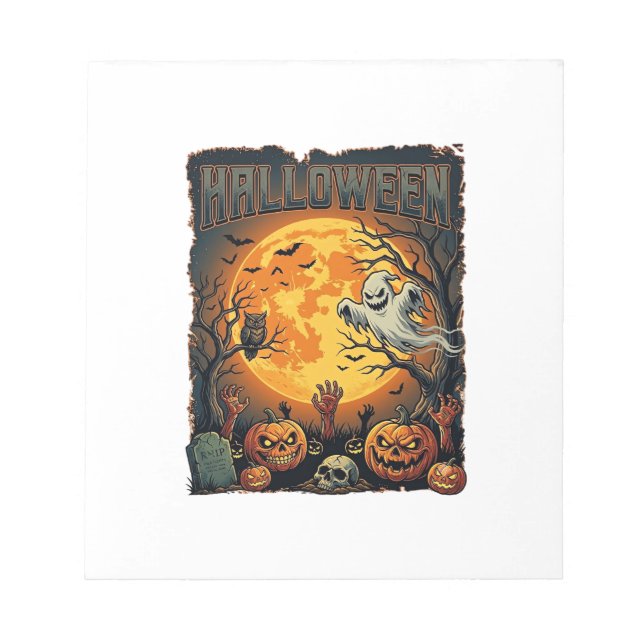 Halloween Geist Vollmond Jack Lanterns Zombie Han Notizblock (Vorderseite)
