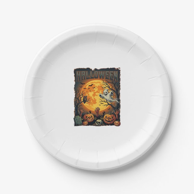Halloween Geist Vollmond Jack Lanterns Zombie Han Pappteller (Vorderseite)