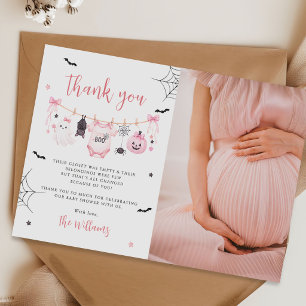 Halloween-Geist-Wäscheleine-Baby-Shower-Foto Dankeskarte