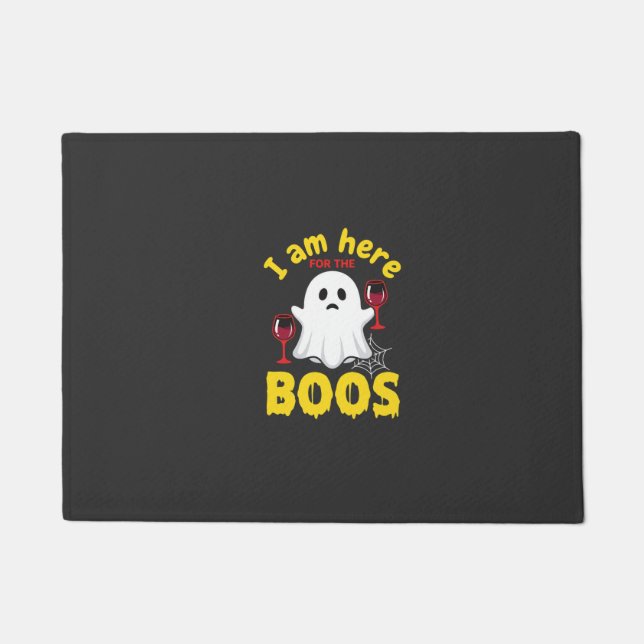Halloween-Geist-Wein-Boos-Design Fußmatte (Vorderseite)