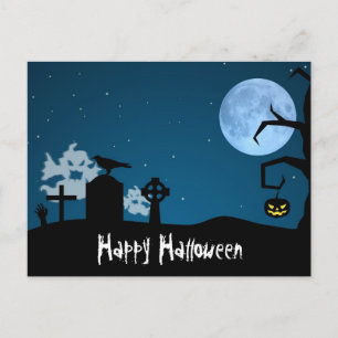 Halloween-Geister auf dem Friedhof Postkarte