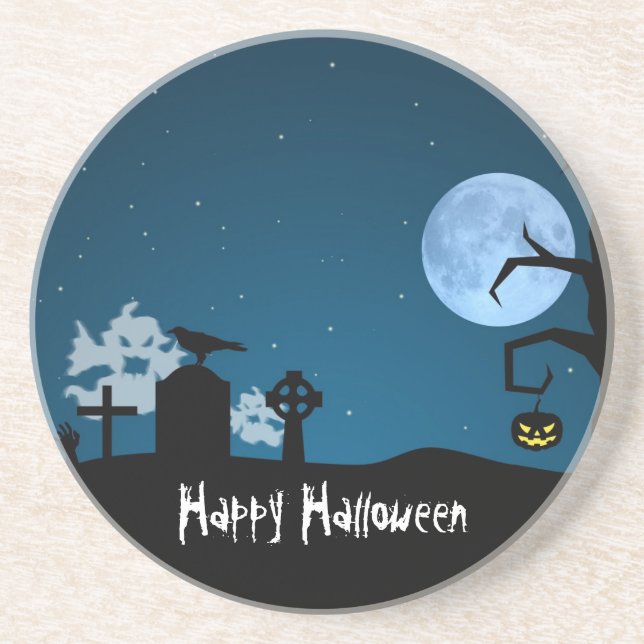 Halloween-Geister auf dem Friedhof Untersetzer (Vorne)