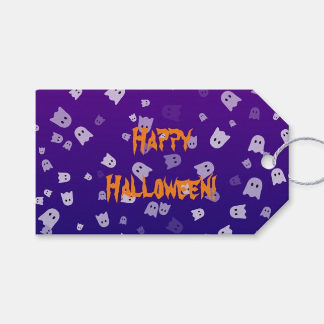 Halloween-Geister Geschenkanhänger (Vorderseite (Horizontal))