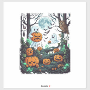 Halloween-Geister Gruselige Kürbisse Eule Vollmond Aufkleber