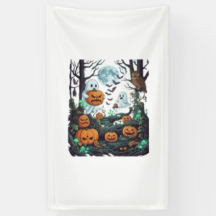 Halloween-Geister Gruselige Kürbisse Eule Vollmond Banner