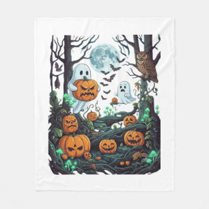 Halloween-Geister Gruselige Kürbisse Eule Vollmond Fleecedecke