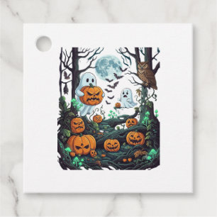 Halloween-Geister Gruselige Kürbisse Eule Vollmond Geschenkanhänger