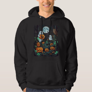 Halloween-Geister Gruselige Kürbisse Eule Vollmond Hoodie