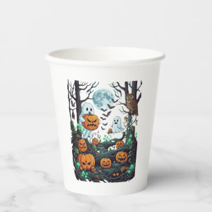 Halloween-Geister Gruselige Kürbisse Eule Vollmond Pappbecher