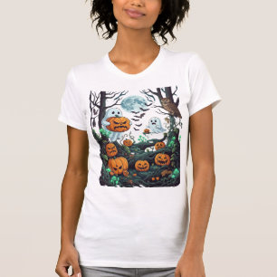 Halloween-Geister Gruselige Kürbisse Eule Vollmond T-Shirt
