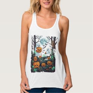 Halloween-Geister Gruselige Kürbisse Eule Vollmond Tank Top