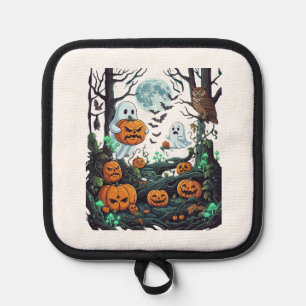 Halloween-Geister Gruselige Kürbisse Eule Vollmond Topflappen