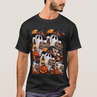 Halloween Geister Hexenhüte Kürbis Laterne T-Shirt