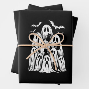 Halloween Geister Katzenliebhaber Herbst Gruselige Geschenkpapier Set