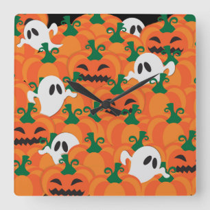 Halloween-Geister Kürbis-Plantage Quadratische Wanduhr