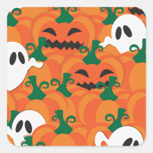 Halloween-Geister Kürbis-Plantage Quadratischer Aufkleber