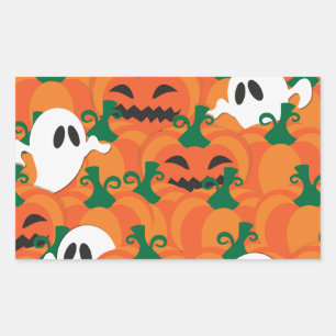 Halloween-Geister Kürbis-Plantage Rechteckiger Aufkleber