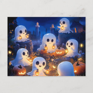 Halloween-Geister Kürbislaternen Gruselige Nacht Feiertagspostkarte