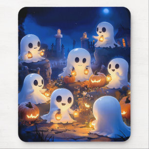 Halloween-Geister Kürbislaternen Gruselige Nacht Mousepad