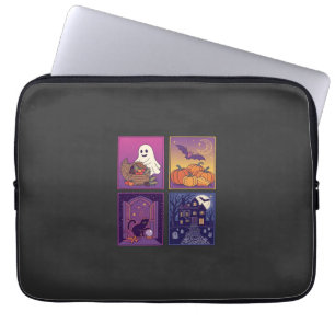 Halloween-Geister-Kürbisse Schwarze Katze Spukhaus Laptopschutzhülle