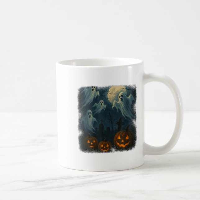 Halloween. Geister, Kürpen und Friedhof! Kaffeetasse (Rechts)